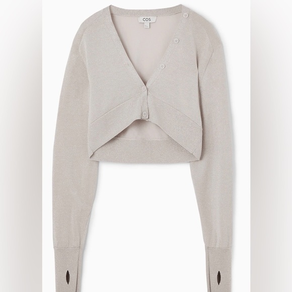 NWT COS Cropped Wool-blend Cardigan - Metalic Grey XS - Picture 1 of 7